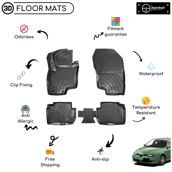 3D Molded Interior Car Floor Mat for Alfa Romeo 156 1996 - 2007