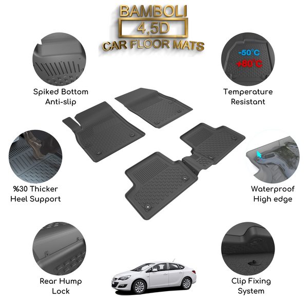 Premium 4,5D Car Floor Mat for Opel Astra J Sedan 2012 - 2019