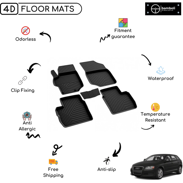 4D Premium Rubber Car Floor Mat for Audi A3 2004 - 2012