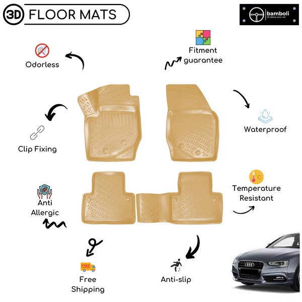 3D Molded Interior Beige Car Floor Mat for Audi Q5 2015 - Up