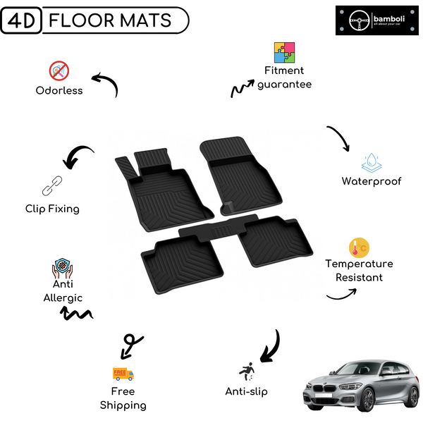 Bmw 1 Series F20 2011 - 2018 Compatible 4D Premium Rubber Car Floor Mat