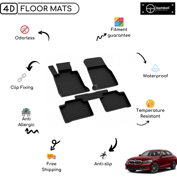 Bmw 3 Series G20 2018 - Up Compatible 4D Premium Rubber Car Floor Mat