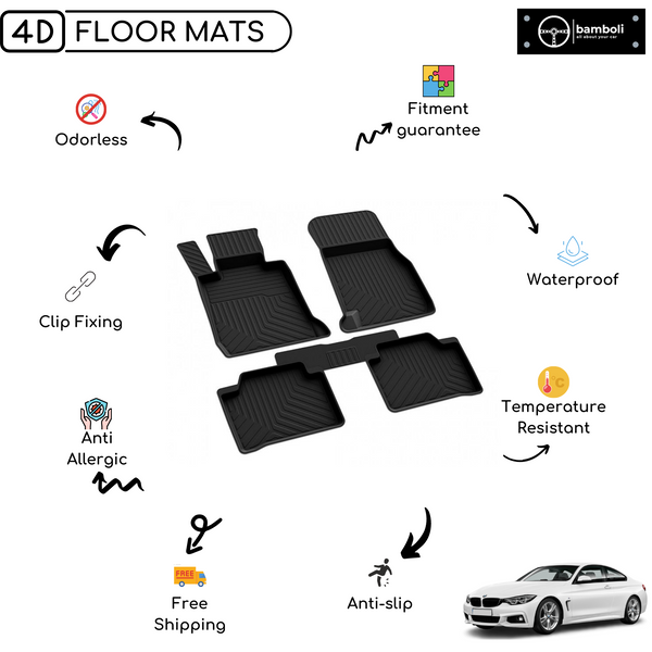 Bmw 4 Series F32 2014 - Up Compatible 4D Premium Rubber Car Floor Mat