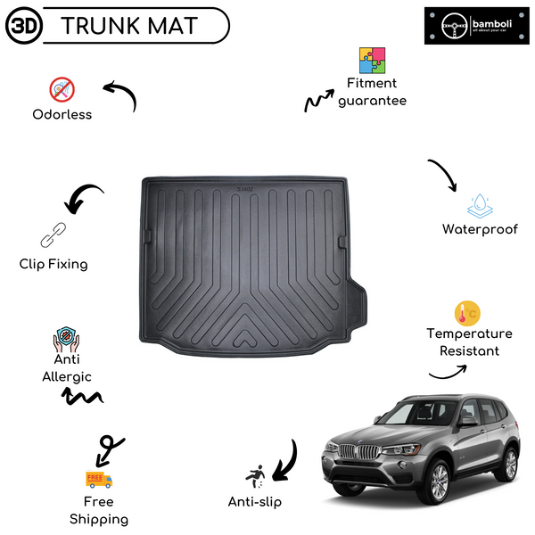 Vehicle Specific Rubber Trunk Mat Cargo Liner for Bmw X3 2018 - Up