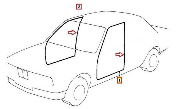 BMW E30 Coupe 2 Doors Weatherstrip, Trunk Rubber, Windshield Seals 4 pcs