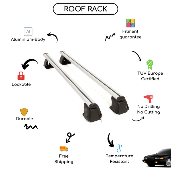 Smooth Roof Rack Cross Bars Set for Buick Regal Sedan 1988 - 1996
