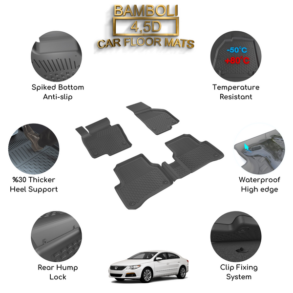 Premium 4,5D Car Floor Mat for Volkswagen CC 2008 - 2015
