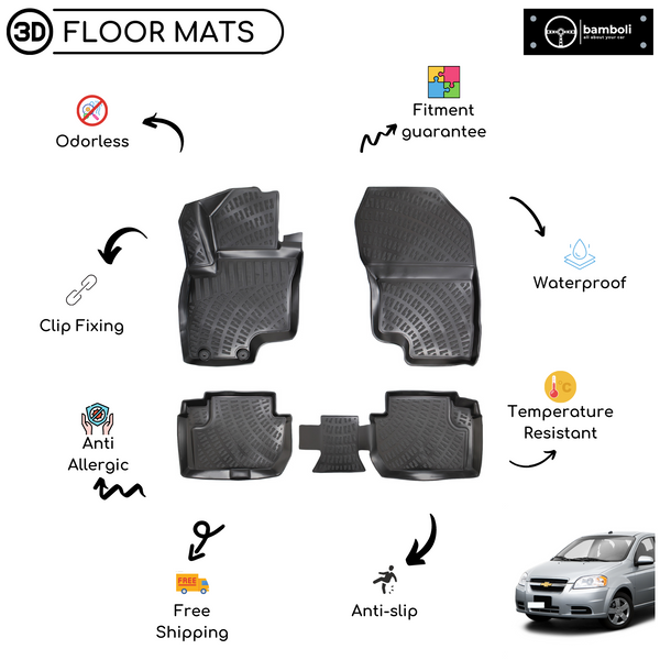 3D Molded Interior Car Floor Mat for Chevrolet Aveo 2006 - 2011