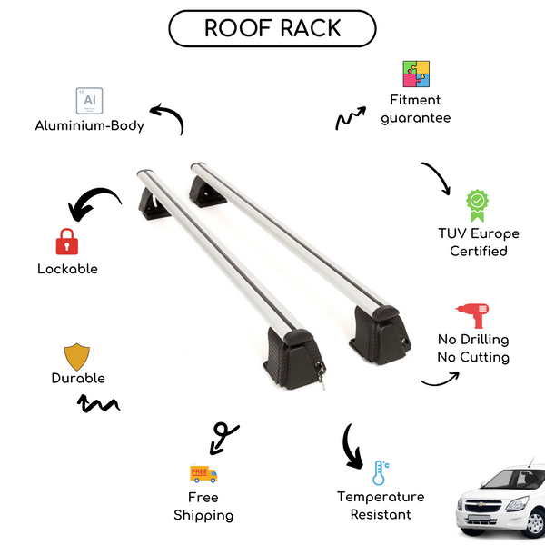 Smooth Roof Rack Cross Bars Set for Chevrolet Cobalt II 2011 - Up