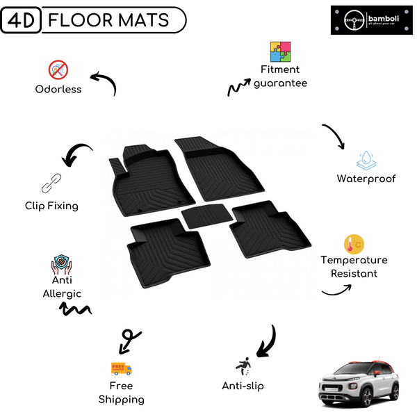 4D Premium Rubber Car Floor Mat for Citroen C3 Aircross 2017 - Up