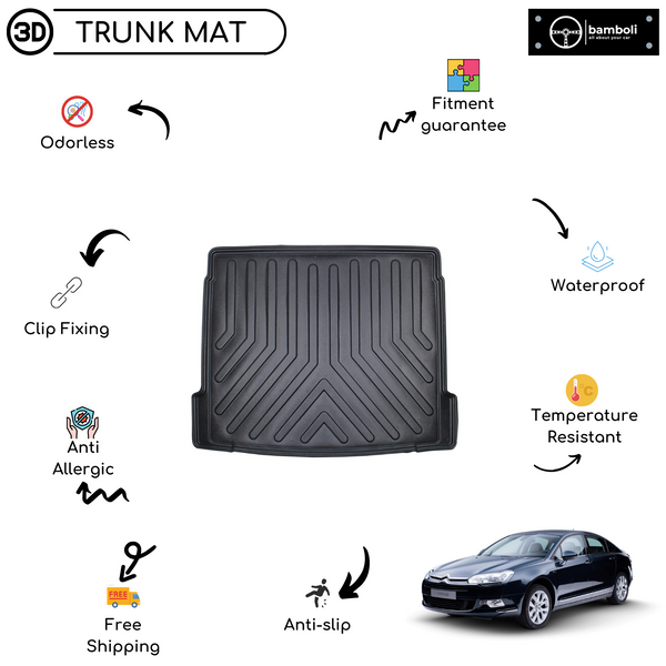 Vehicle Specific Rubber Trunk Mat Cargo Liner for Citroen C5 2001 - 2007