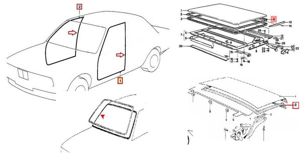 BMW E30 Coupe 2 Doors Weatherstrip, Trunk Rubber, Sunroof, Front Windshield Seals