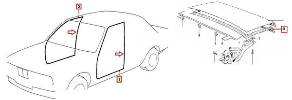 BMW E30 Coupe Compatible Door Body Seals Weatherstrip Gaskets and Trunk Lid Seal 3 pcs