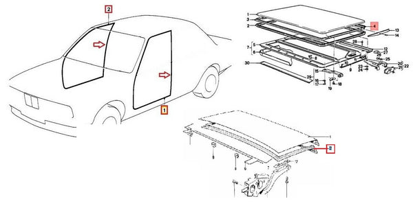 Bmw E21 Coupe 2 Door body Weatherstrip Trunk Lid Rubber Sunroof Seal Gasket 4 Pcs