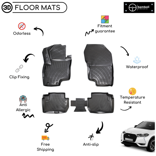 3D Molded Interior Car Floor Mat for DS 3 Crossback 2018 - Up