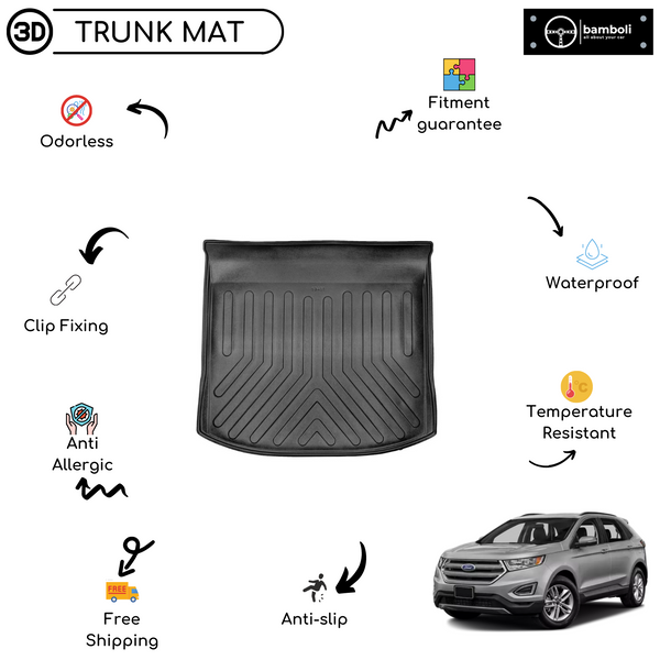 Vehicle Specific Rubber Trunk Mat Cargo Liner for Ford Edge 2016 - Up