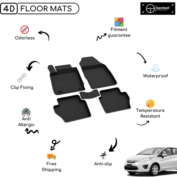 4D Premium Rubber Car Floor Mat for Ford Fiesta 2009 - 2015