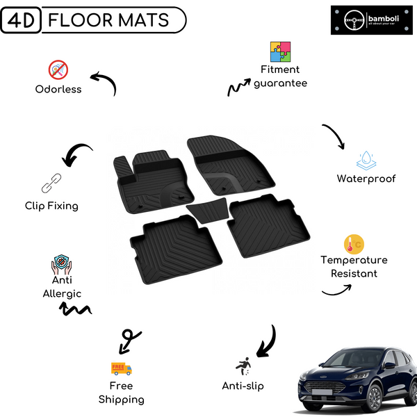 4D Premium Rubber Car Floor Mat for Ford Kuga 2012 - 2018