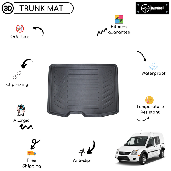 Vehicle Specific Rubber Trunk Mat Cargo Liner for Ford Torneo Connect 2013 - Up