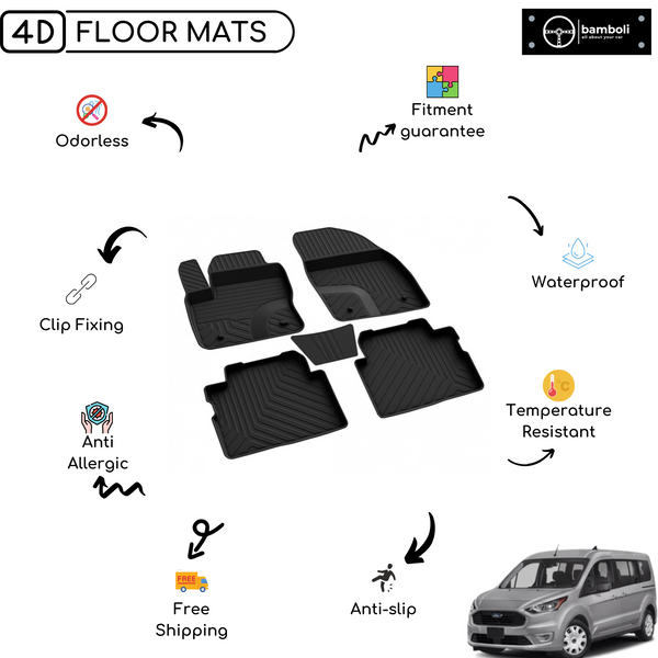 4D Premium Rubber Car Floor Mat for Ford Tourneo Connect 2018 - Up