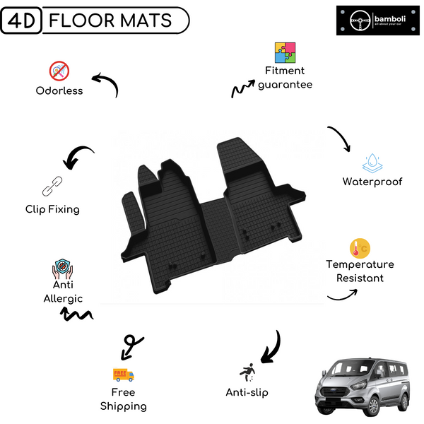 4D Premium Rubber Car Floor Mat for Ford Tourneo Custom 2012 - Up