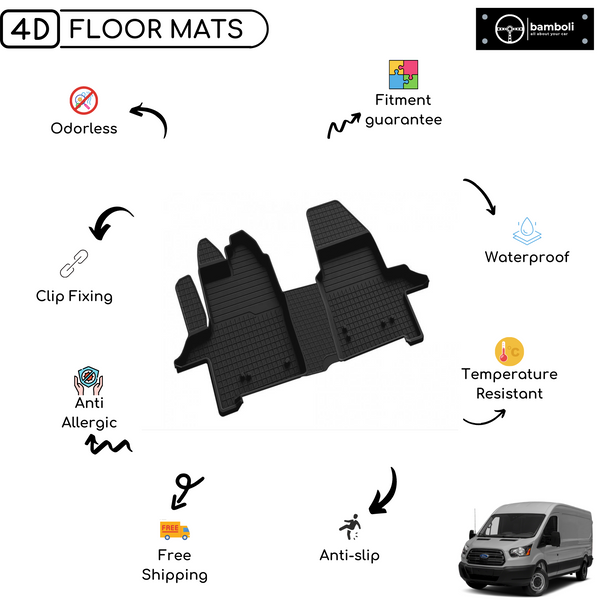 4D Premium Rubber Car Floor Mat for Ford Transit 2014 - Up