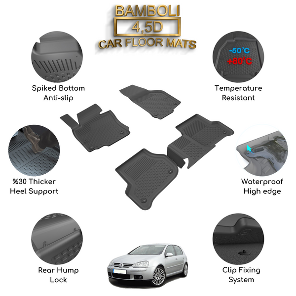 Premium 4,5D Car Floor Mat for Volkswagen Golf 5 2004 - 2008
