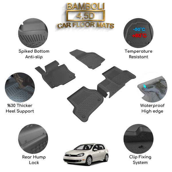 Premium 4,5D Car Floor Mat for Volkswagen Golf 6 2008 - 2012