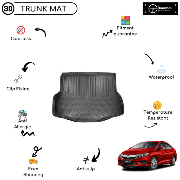 Vehicle Specific Rubber Trunk Mat Cargo Liner for Honda City 2021 - Up