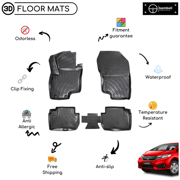 3D Molded Interior Car Floor Mat for Honda Jazz 2009 - 2015