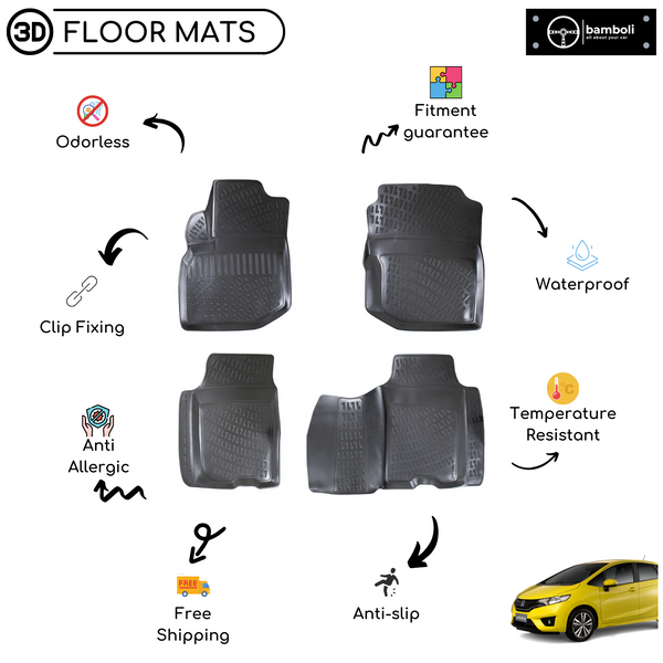 3D Molded Interior Car Floor Mat for Honda Jazz 2009-2015