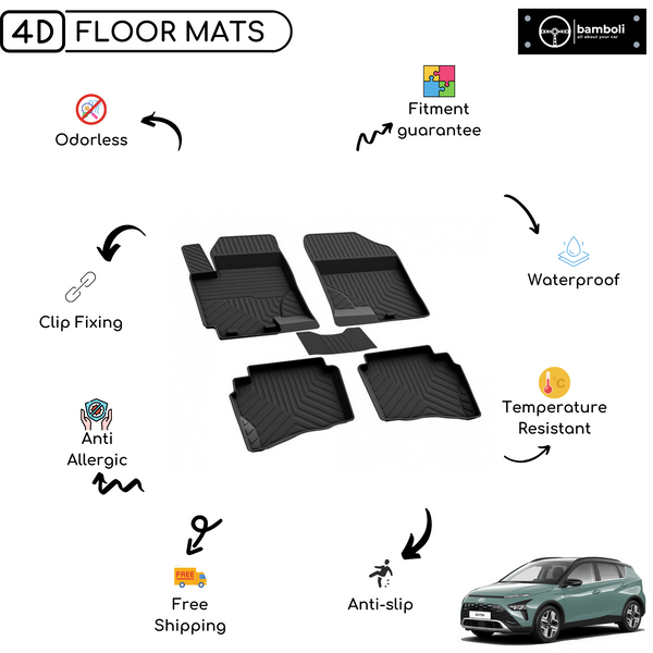 4D Premium Rubber Car Floor Mat for Hyundai Bayon 2021 - Up
