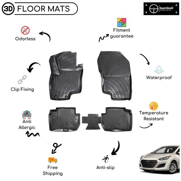 3D Molded Interior Car Floor Mat for Hyundai Elantra GT 2017 - Up