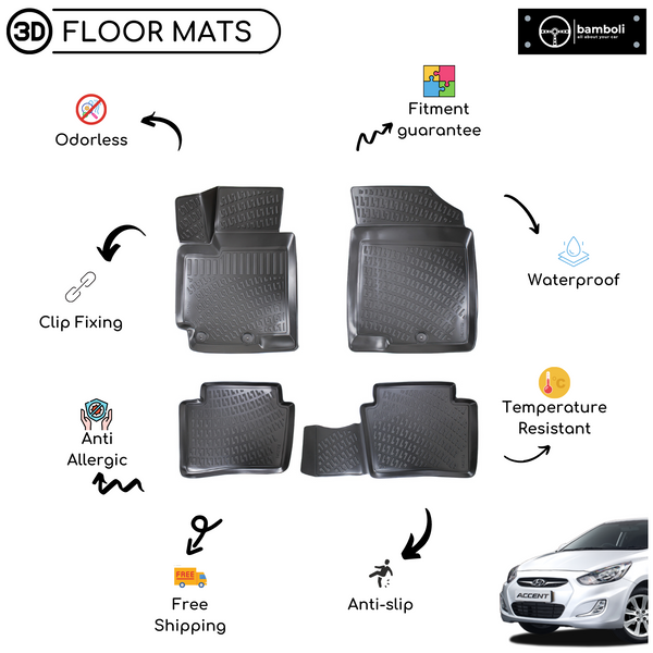 3D Molded Interior Car Floor Mat for Hyundai Accent Blue