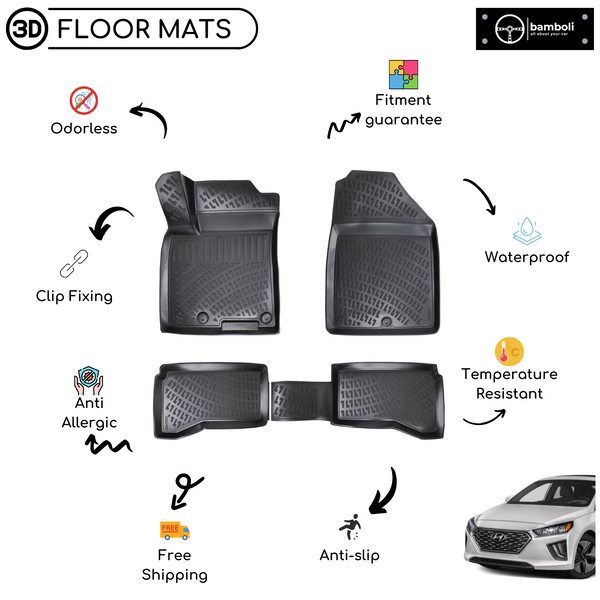3D Molded Interior Car Floor Mat for Hyundai Ioniq Hybrid 2016-2020