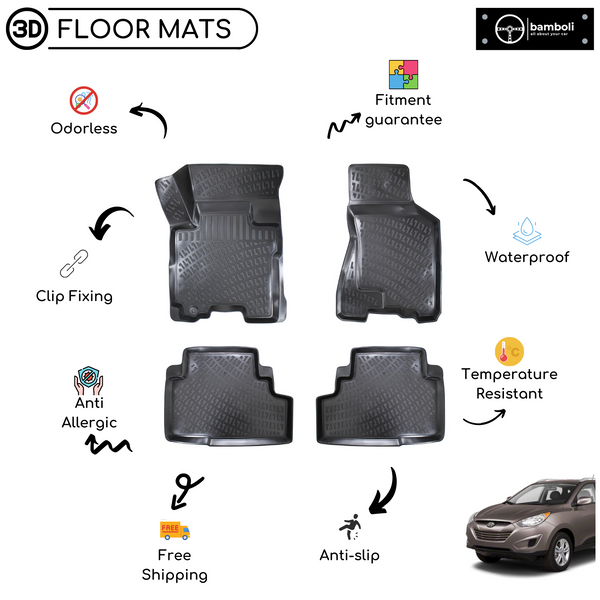 3D Molded Interior Car Floor Mat for Hyundai Tucson 2004-2014