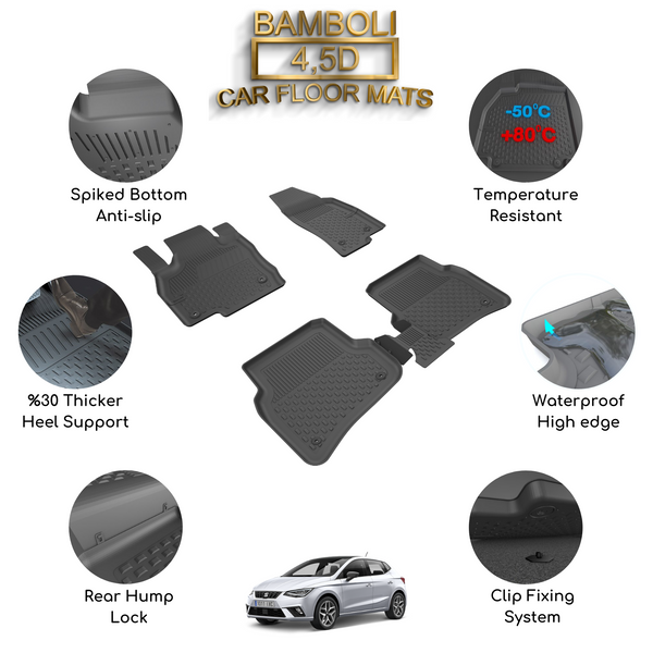 Premium 4,5D Car Floor Mat for Seat Ibiza 2018+