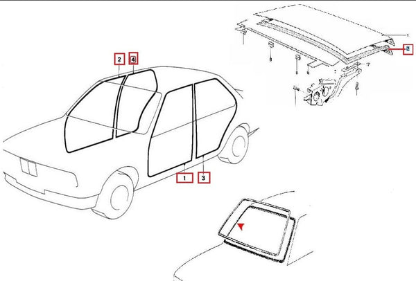 For BMW E30 Sedan 4 Door Body Weatherstrip Trunk Rubber Window Seal 6 pcs