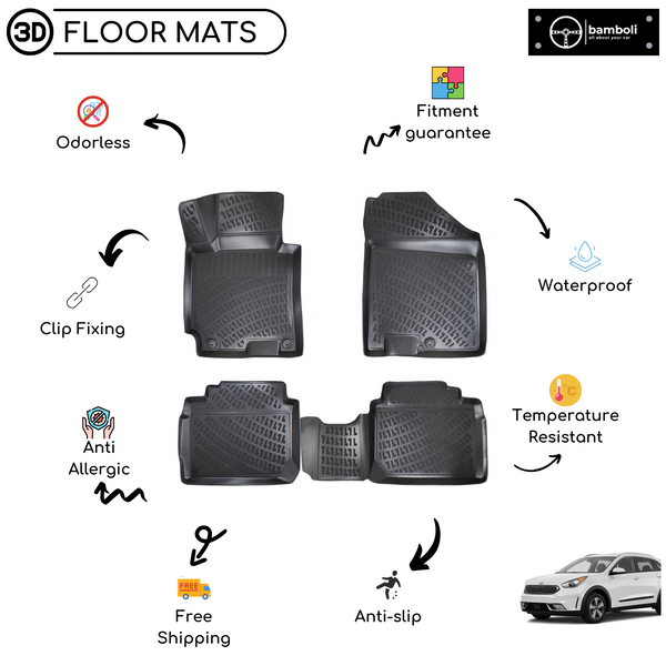 3D Molded Interior Car Floor Mat for Kia Niro 2017-Up
