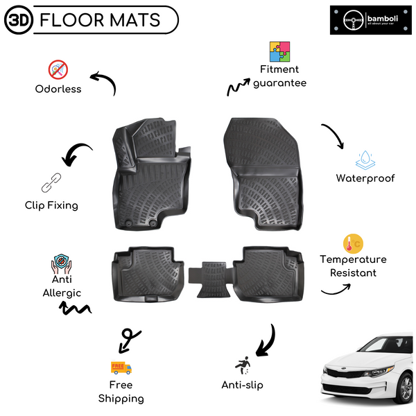 3D Molded Interior Car Floor Mat for Kia Optima (Non Hybrid) 2016 - Up