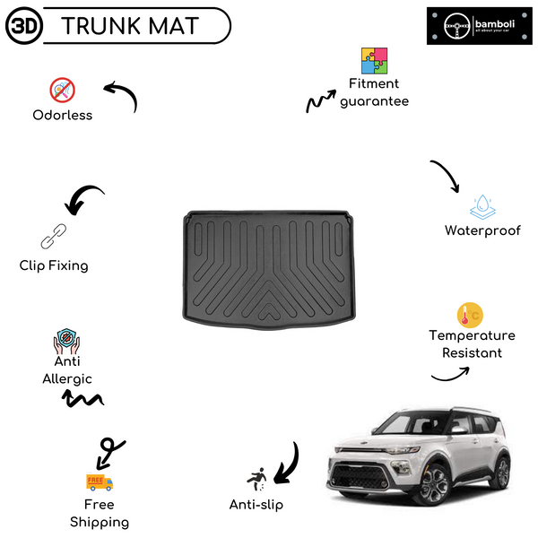 Vehicle Specific Rubber Trunk Mat Cargo Liner for Kia Soul 2020 - Up