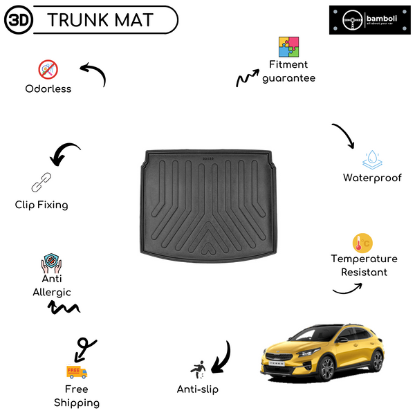 Vehicle Specific Rubber Trunk Mat Cargo Liner for Kia X Ceed Lower 2019 - Up
