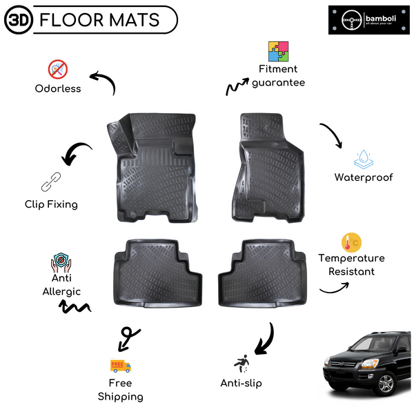 3D Molded Interior Car Floor Mat for KIA SPORTAGE SUV 2005-2009