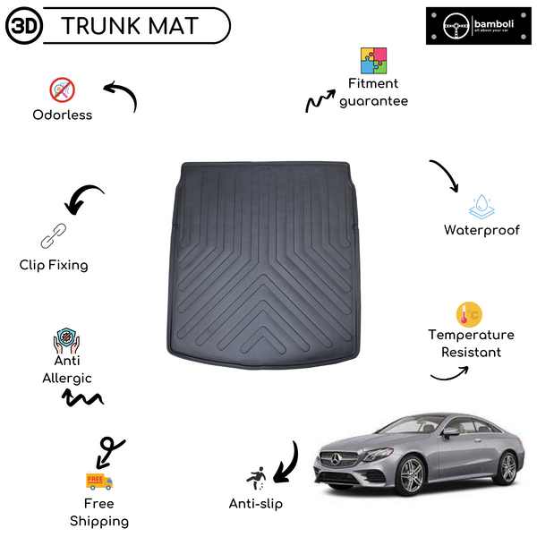 Vehicle Specific Rubber Trunk Mat for Mercedes E-Class Coupe C238 17-Up