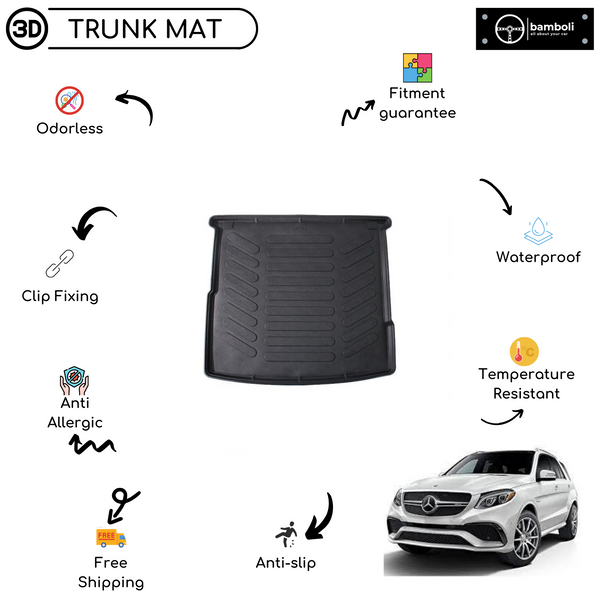 Vehicle Specific Rubber Trunk Mat for Mercedes Gle Class W166 2015-2019