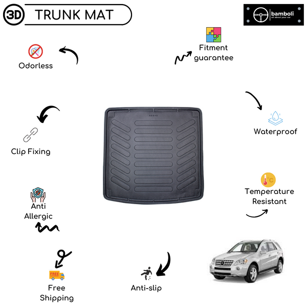 Vehicle Specific Rubber Trunk Mat Cargo Liner for Mercedes Ml 164 2006 - 2011