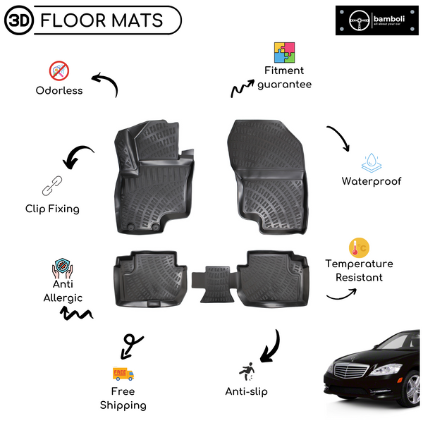 3D Molded Interior Car Floor Mat for Mercedes S Series W221 2006 - 2013