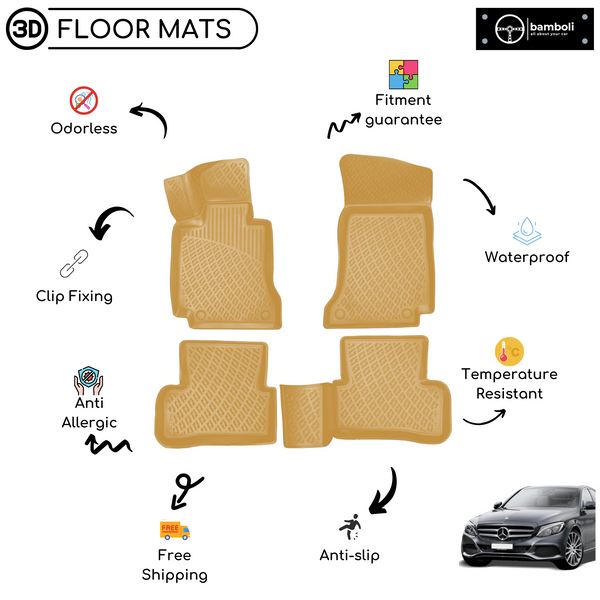 3D Molded Interior Car Floor Mat for Mercedes C Class W205 2015-Up