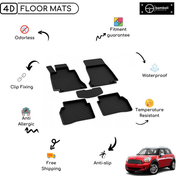 4D Premium Rubber Car Floor Mat for Mini Countryman 2010 - 2016