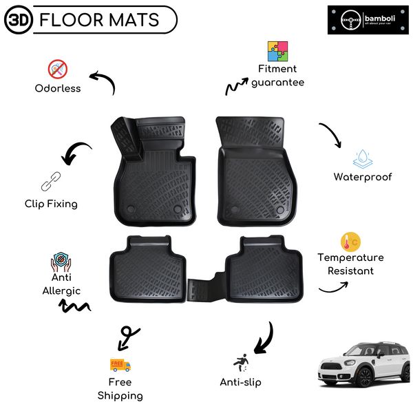 3D Molded Interior Car Floor Mat for Mini Cooper Countryman 2017-2020